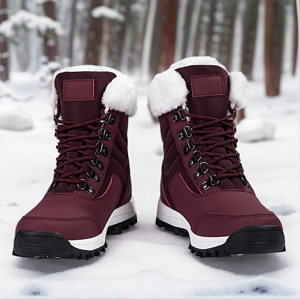 Womens Snow Boots Mid-Calf Winter Boots Fur Lined Non-Slip Warm Boots For Work Hiking Outdoor Waterproof Warm WardBoyzPROShop