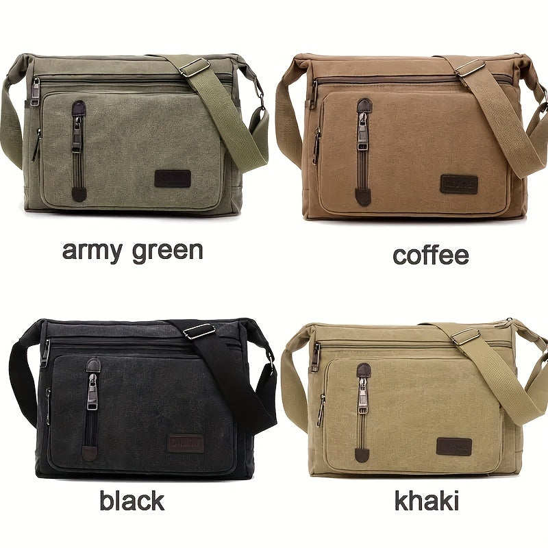 1pc Stylish Army Green Polyester Casual Travel Crossbody Bag - Adjustable Shoulder Strap, Retro Messenger Bag for Going Out, Personality Style, Durable and Water-Resistant - Perfect for Outdoor Hiking and Daily Use - WardBoyzPROShop