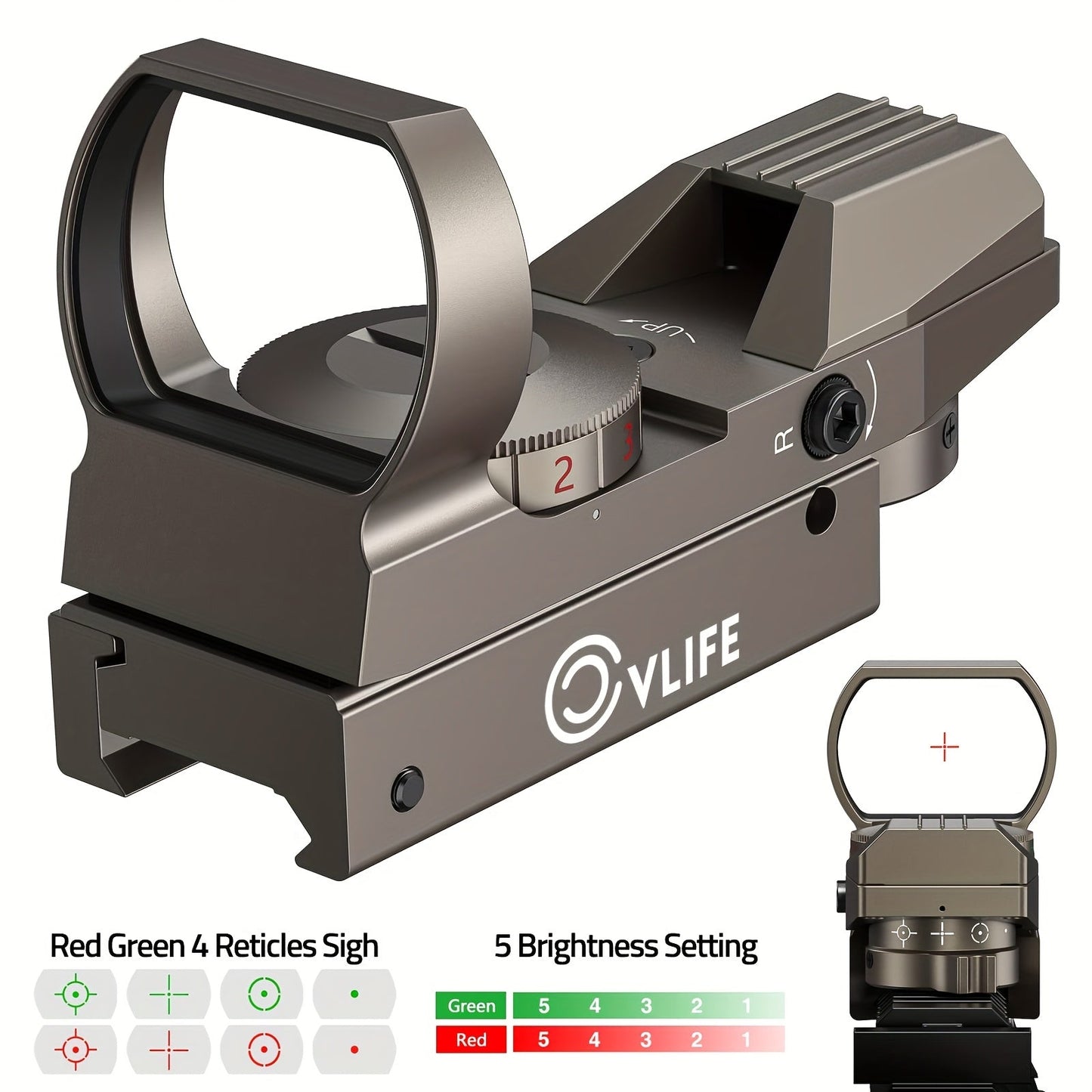 1X22X33 Red/Green Dot Gun Sight with 20mm Rail - Tactical Red Dot Sight, 4 Reticle Patterns, 5 Brightness Settings & Parallax Correction, Battery-Powered (Up to 36V), Compatible with Picatinny/Weaver Rails for Rifles, Pistols WardBoyzPROShop