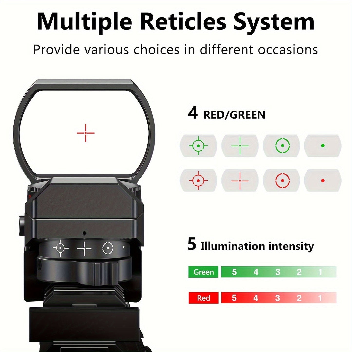 1X22X33 Red/Green Dot Gun Sight with 20mm Rail - Tactical Red Dot Sight, 4 Reticle Patterns, 5 Brightness Settings & Parallax Correction, Battery-Powered (Up to 36V), Compatible with Picatinny/Weaver Rails for Rifles, Pistols WardBoyzPROShop
