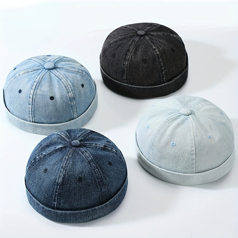 1PC Brimless Denim Hat Men Women Retro Caps Washed Cowboy Skullcap WardBoyzPROShop
