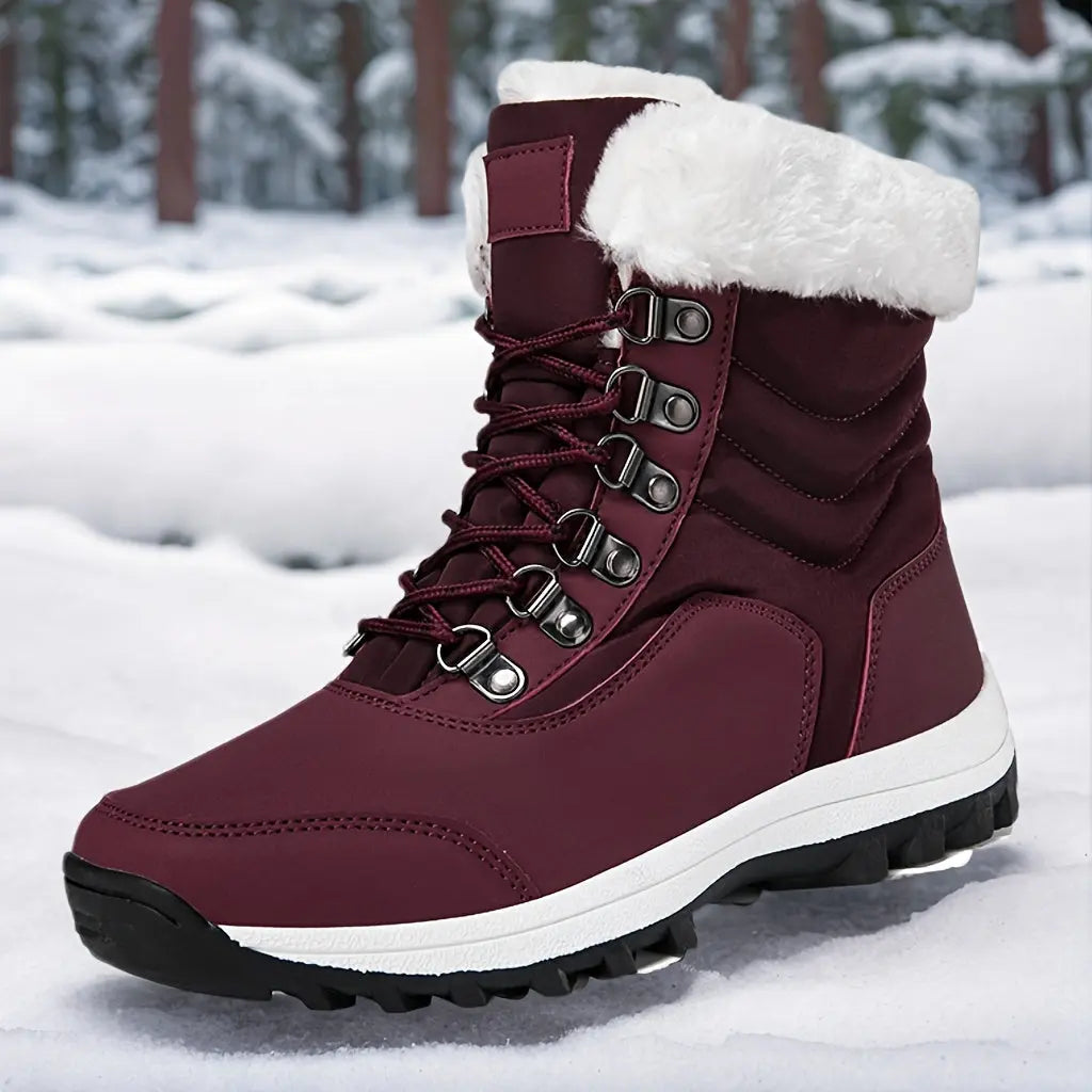 Womens Snow Boots Mid-Calf Winter Boots Fur Lined Non-Slip Warm Boots For Work Hiking Outdoor Waterproof Warm WardBoyzPROShop