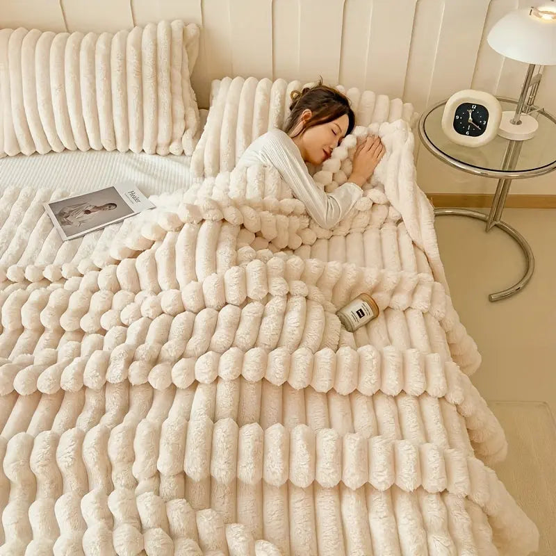 Luxurious Faux Rabbit Fur Throw Blanket - Soft, Warm & Cozy for Couch, Bed, Office, and Travel - Versatile All-Season Gift, Christmas present WardBoyzPROShop