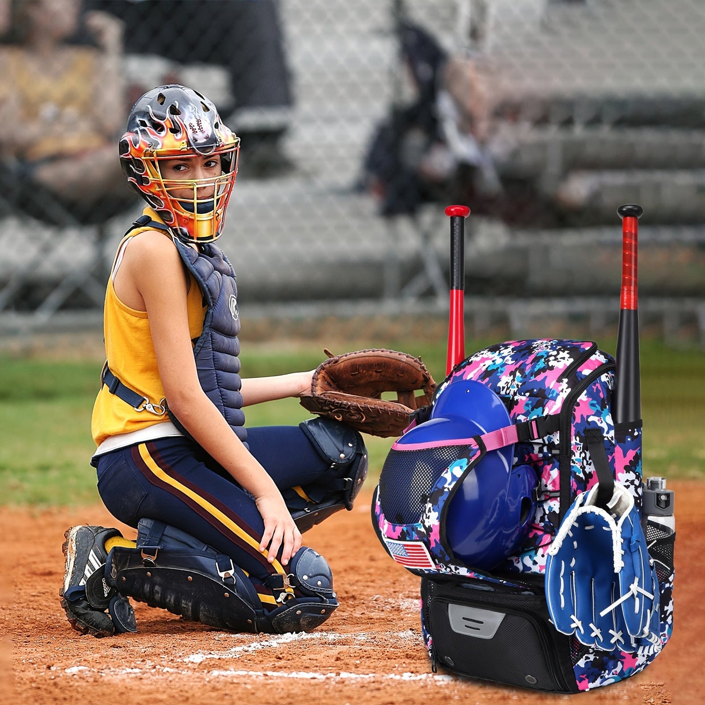 Large Capacity Baseball Backpack Softball Bag, External Helmet Holder And Fence Hook Baseball Backpack, With Shoes Compartment, - Holds Bats, Helmets, Gloves, Hats, Clothes, And Shoes For Baseball And Softball Players WardBoyzPROShop