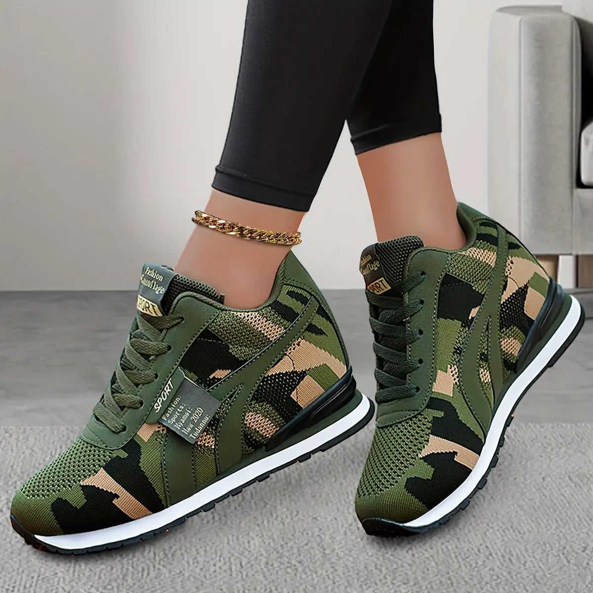 Women's Camouflage Pattern Sneakers, Casual Lace Up Outdoor Shoes, Comfortable Low Top Running Shoes WardBoyzPROShop