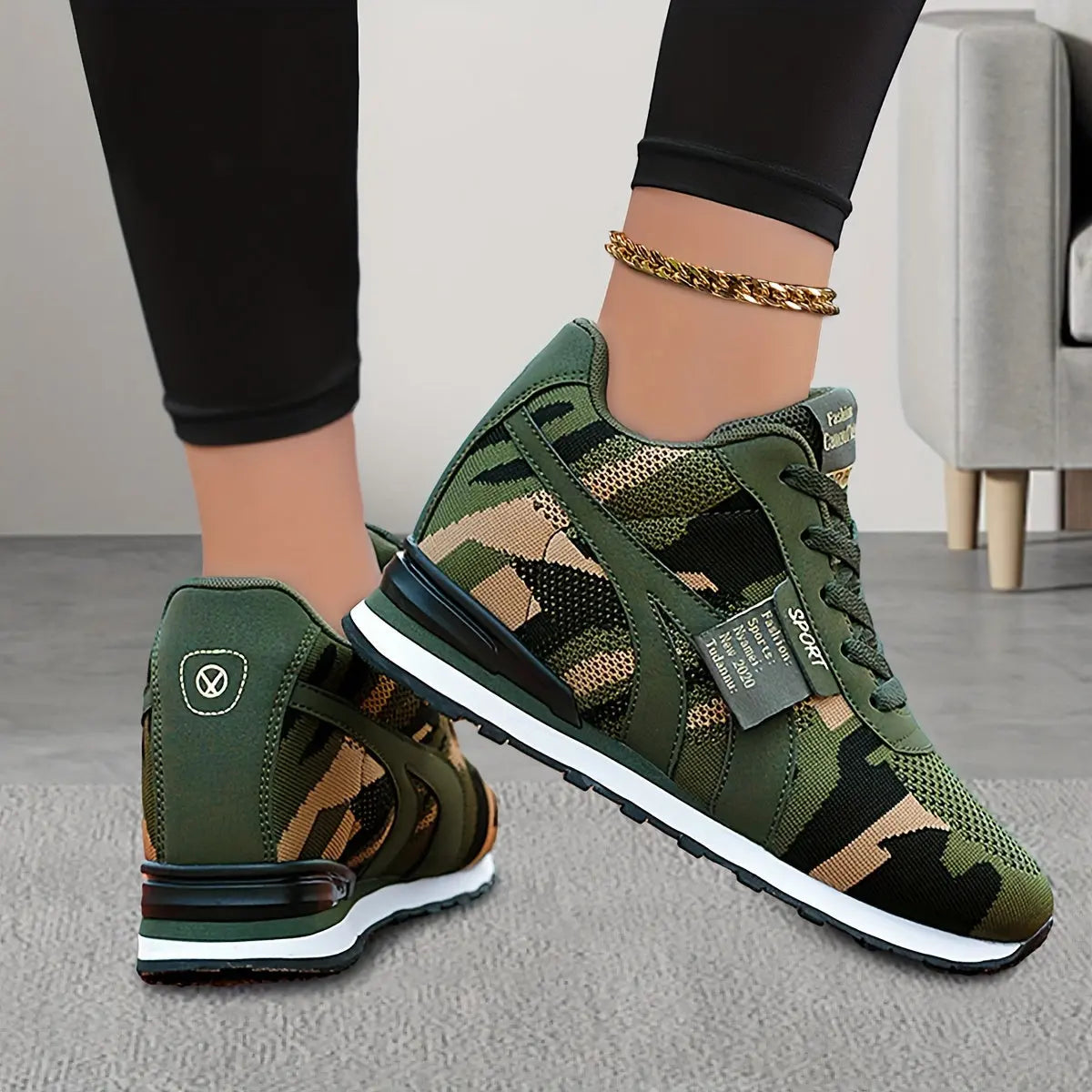 Women's Camouflage Pattern Sneakers, Casual Lace Up Outdoor Shoes, Comfortable Low Top Running Shoes WardBoyzPROShop