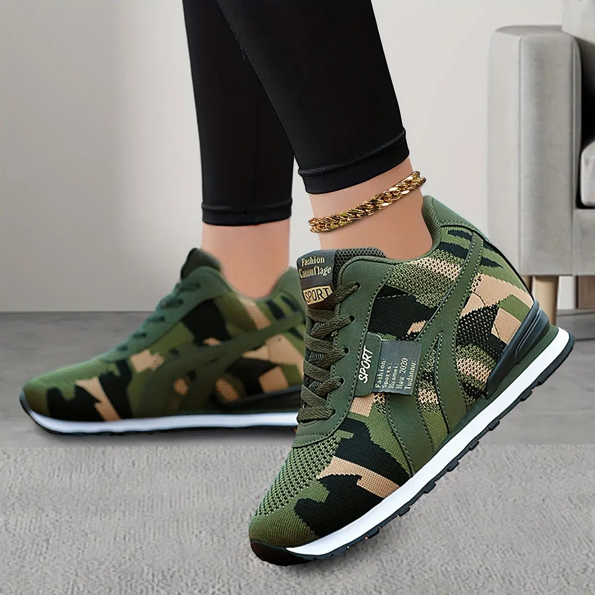 Women's Camouflage Pattern Sneakers, Casual Lace Up Outdoor Shoes, Comfortable Low Top Running Shoes WardBoyzPROShop