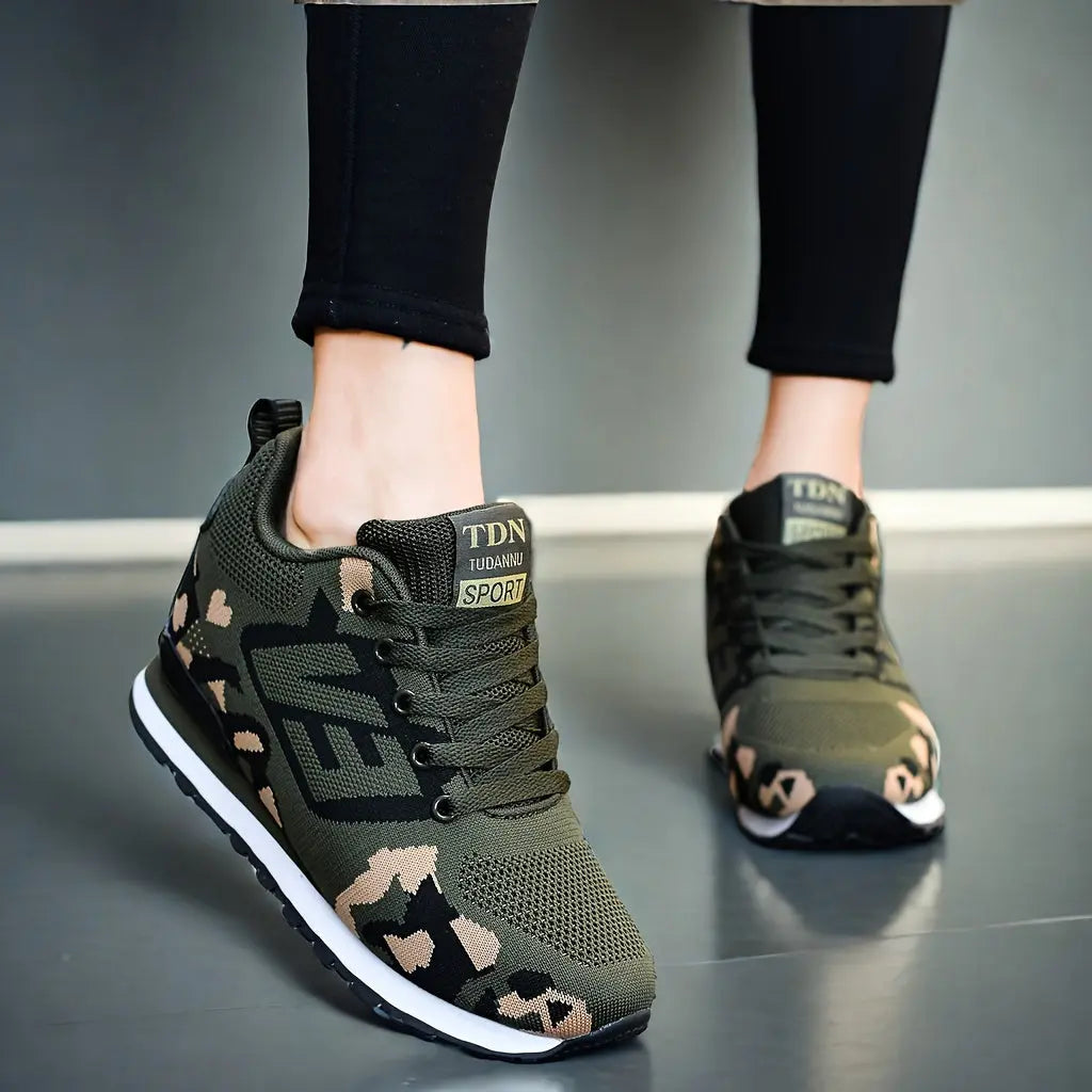 Women's Camouflage Pattern Sneakers, Casual Lace Up Outdoor Shoes, Comfortable Low Top Running Shoes WardBoyzPROShop