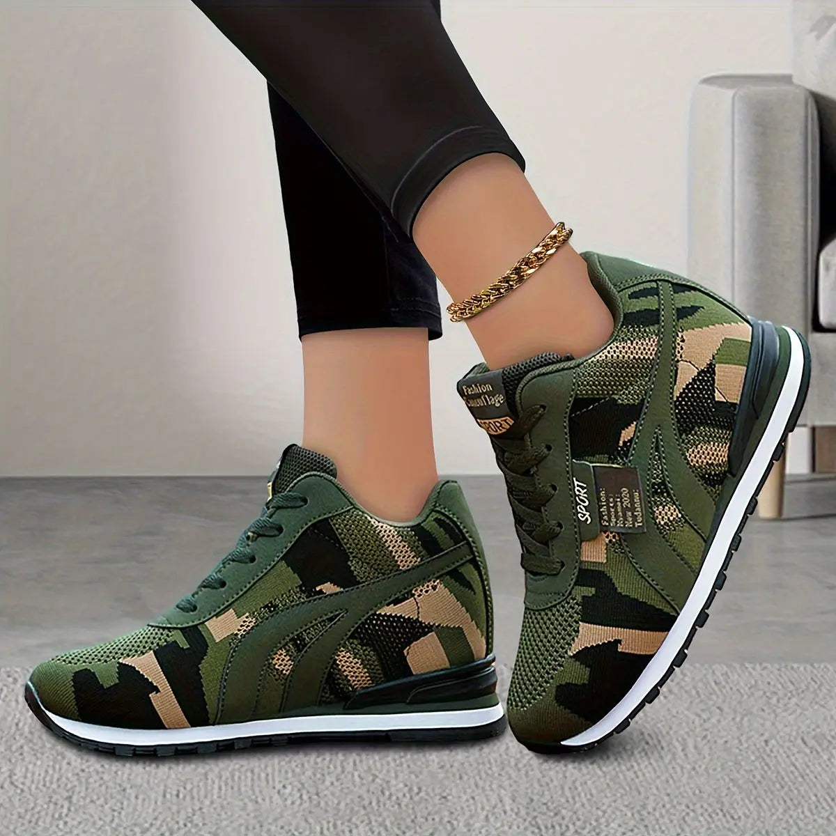 Women's Camouflage Pattern Sneakers, Casual Lace Up Outdoor Shoes, Comfortable Low Top Running Shoes WardBoyzPROShop