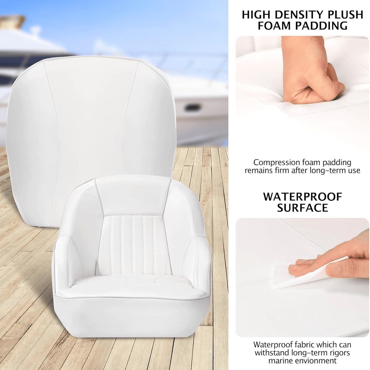 Pontoon Boat Seat, Captain Bucket Seat With Thickened Sponge Padding, Boat Captains Chairs, Fishing Boat Seats, Boat Bucket Seat for Fishing Boat, Sightseeing Boat, Speedboat, Canoe, 1-Piece WardBoyzPROShop