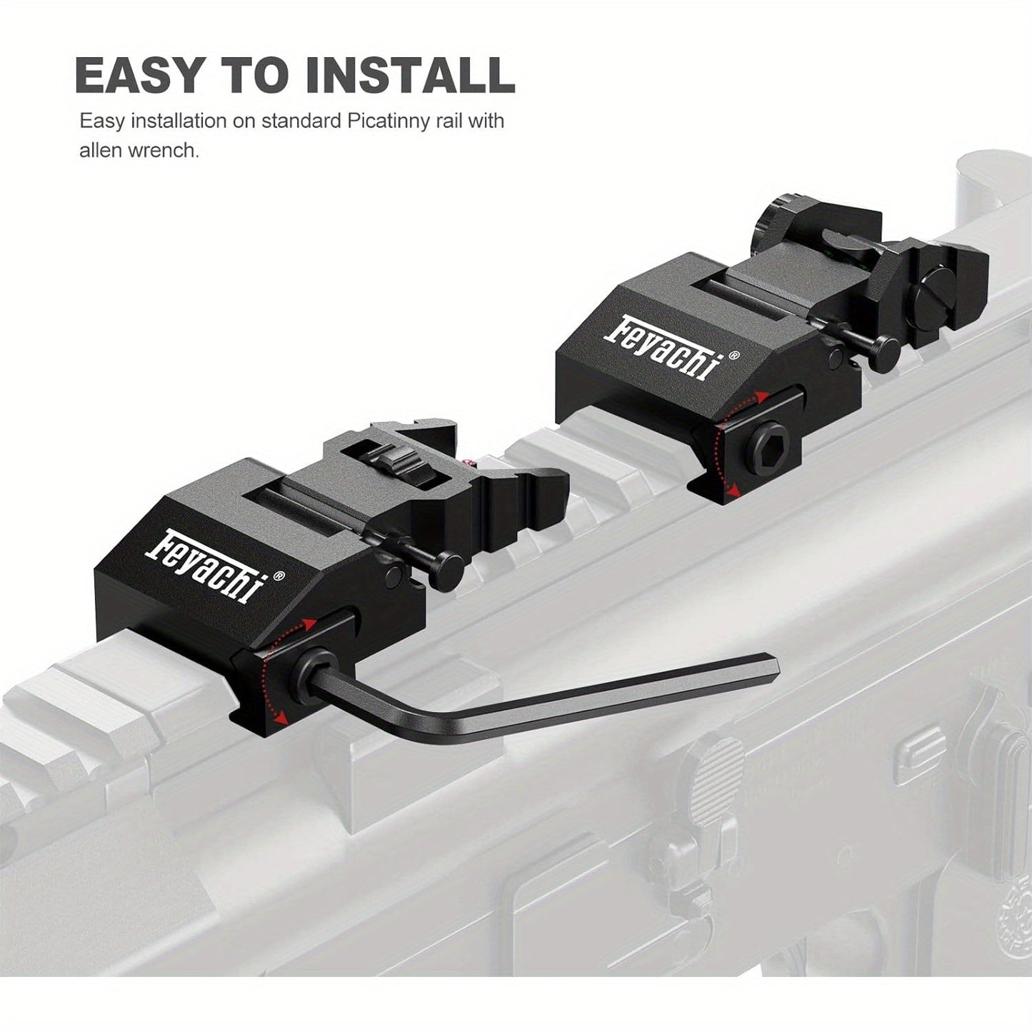 Feyachi S37 Fiber Optic Iron Sights - Red Green Dots Fiber Flip Up Sights, Rail Mount Flip Up Sights, Tool-Free Adjustment Front and Rear Backup Iron Sight - For Rifles - Suitable for Hunting, Shooting & Tactical Use - Great WardBoyzPROShop