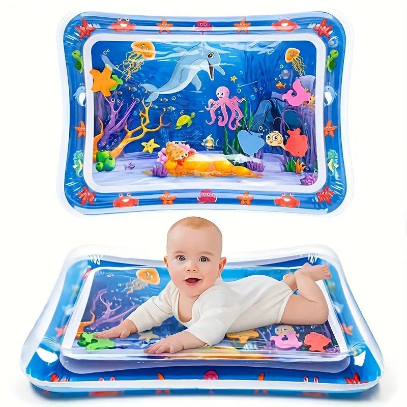 WELLFAR Inflatable Tummy Time Water Mat, Early Development PVC Activity Play Pad, Sensory Stimulation Toy for Babies 0-3 Years Old - Blue WardBoyzPROShop