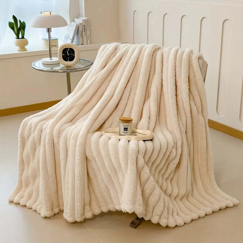 Luxurious Faux Rabbit Fur Throw Blanket - Soft, Warm & Cozy for Couch, Bed, Office, and Travel - Versatile All-Season Gift, Christmas present WardBoyzPROShop