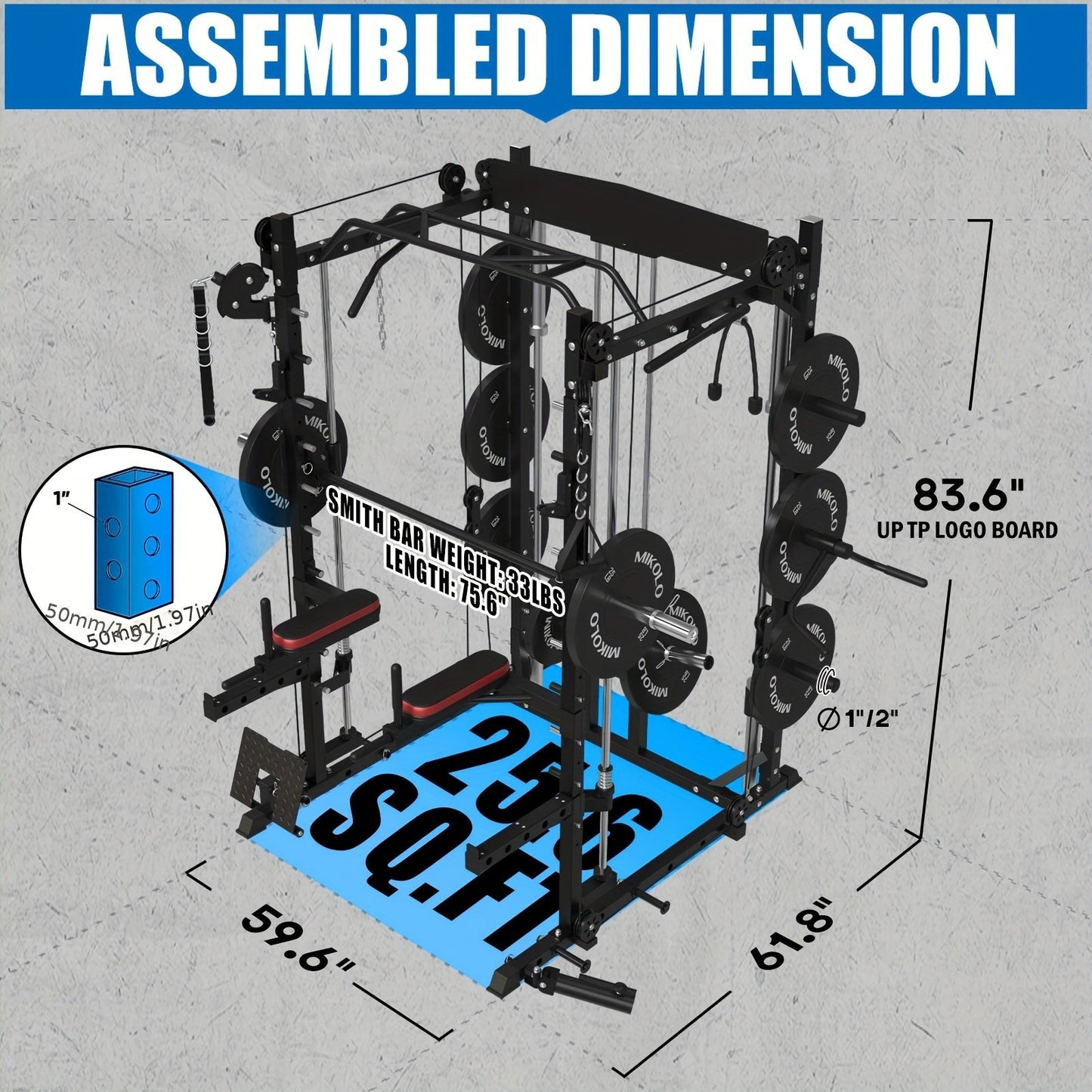 AII-IN-ONE Smith Machine With 2000 Pounds Capacity, Squat Rack With LAT-Pull Down System & Cable Crossover Machine, Multi-Function Power Cage With Cable Handle, T-bar And Other Attachments WardBoyzPROShop