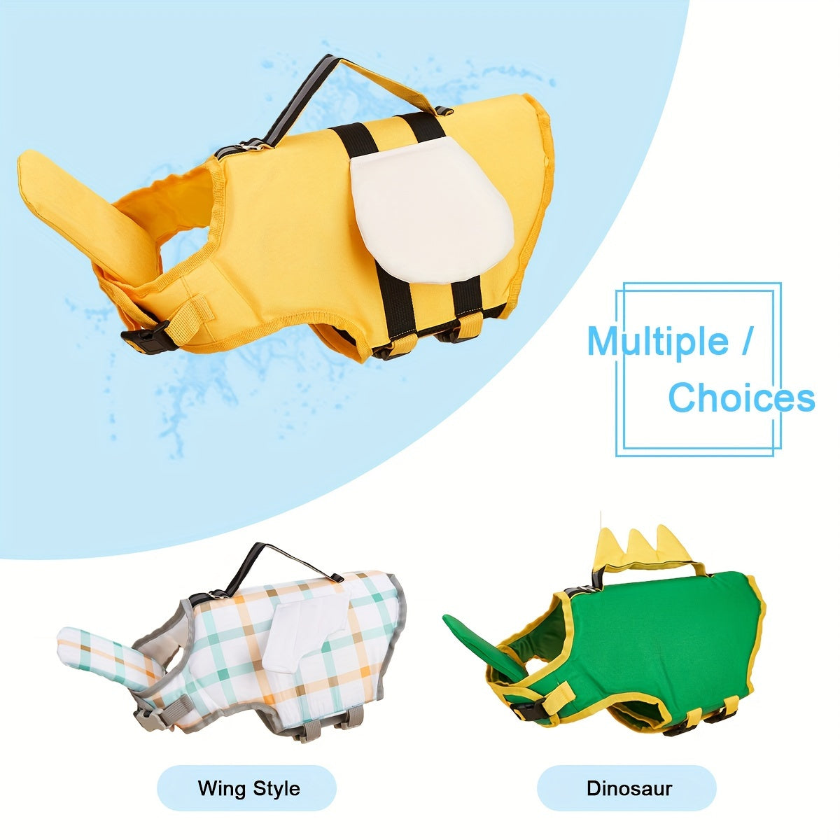 Adorable Bee-Themed Dog Life Jacket with Dinosaur Wings - Adjustable Safety Swim Vest for Small to Large Breeds, Hand-Wash Only, Dog Life Jacket for Swimming WardBoyzPROShop