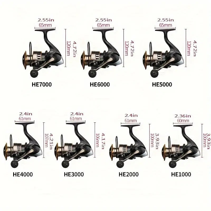 1pc HE1000-7000 Spinning Reel, Metal Cup And Metal Rocker Arm, 5.2:1 Gear Ratio, Smooth And Sensitive, Fishing Reel For Freshwater Saltwater WardBoyzPROShop