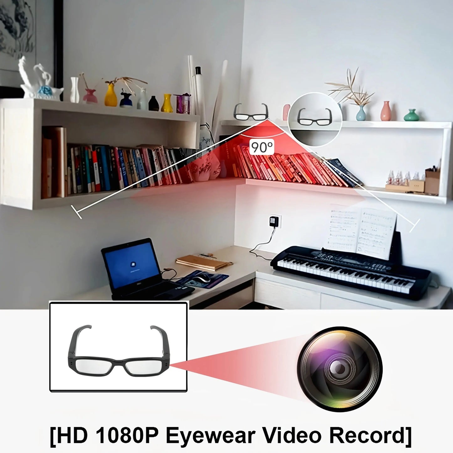 Smart Wearable Video Glasses for Outdoor Sports & Meetings - 1080P HD, 90-Min Battery Life, 75° Wide Angle, Includes 64GB Memory Card, for Spring WardBoyzPROShop