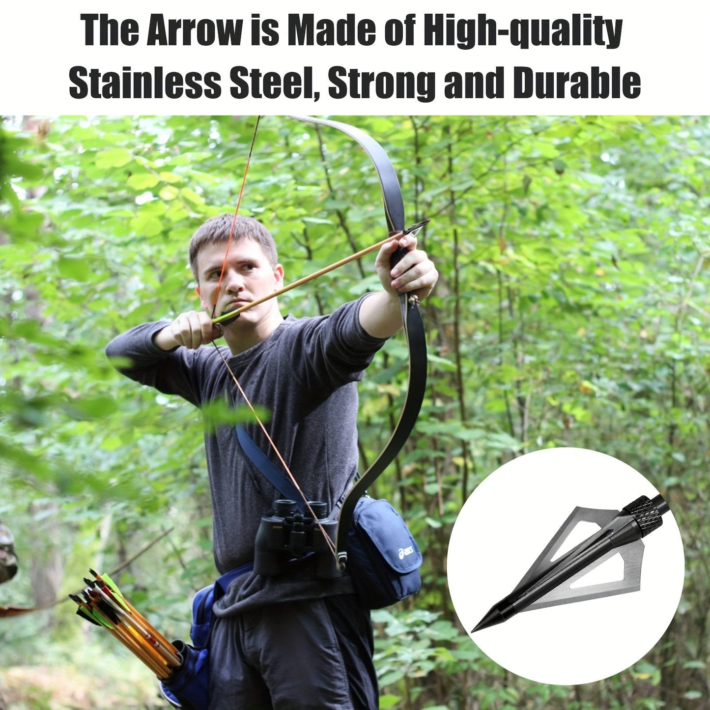 12pcs Archery Broadheads, 100 Grain 3 Blades Hunting Arrowheads, Stainless Steel Broadheads for Crossbow and Compound Bow WardBoyzPROShop