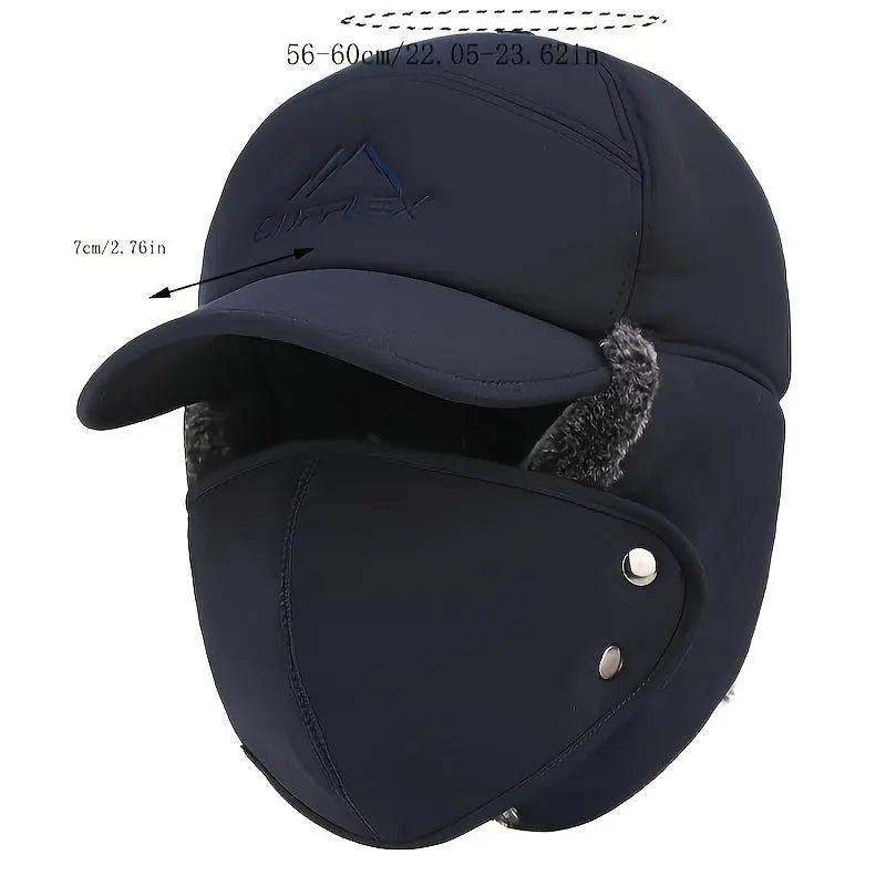 Winter Bomber Hat with Detachable Face Mask - Thick, Warm & Windproof for Skiing, Skating & Mountain Biking | Hand-Washable Polyester WardBoyzPROShop