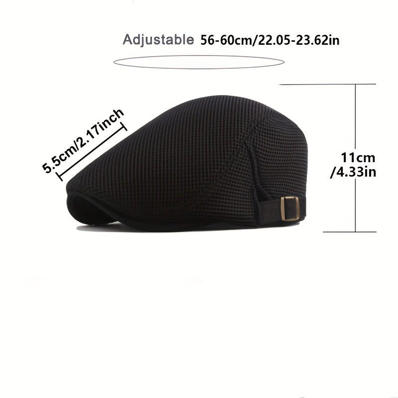 Summer Men News Breathable Cap Hat Mesh Cabbie Golf Driving Sun Flat Beret Black White Gray Beige Hats Caps Visors WardBoyzPROShop