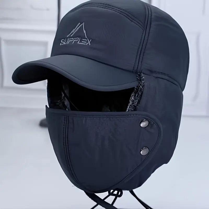 Winter Bomber Hat with Detachable Face Mask - Thick, Warm & Windproof for Skiing, Skating & Mountain Biking | Hand-Washable Polyester WardBoyzPROShop