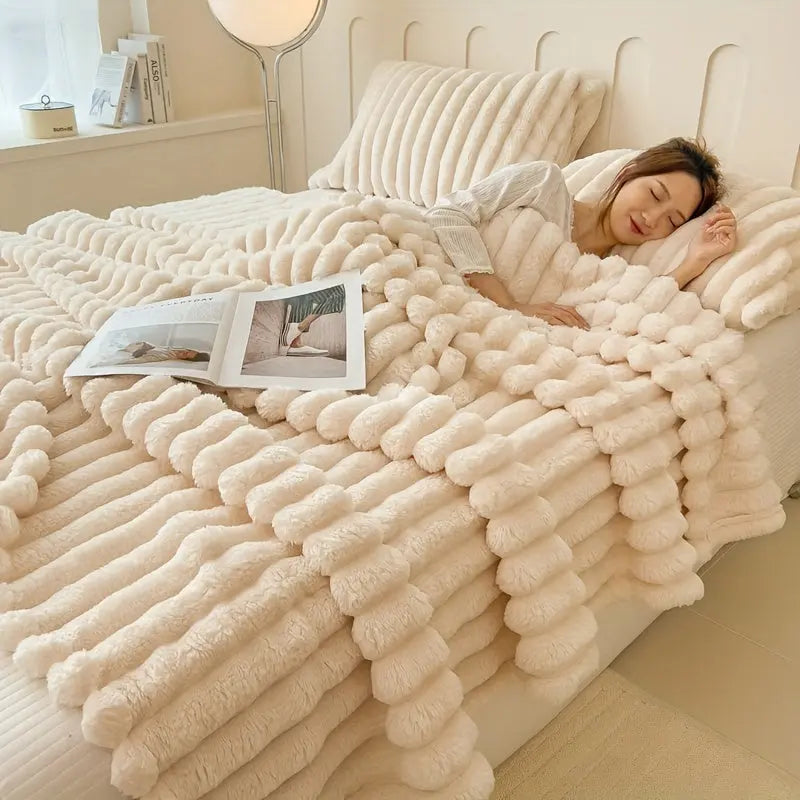 Luxurious Faux Rabbit Fur Throw Blanket - Soft, Warm & Cozy for Couch, Bed, Office, and Travel - Versatile All-Season Gift, Christmas present WardBoyzPROShop