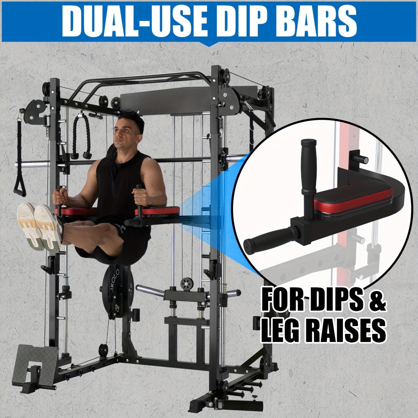 AII-IN-ONE Smith Machine With 2000 Pounds Capacity, Squat Rack With LAT-Pull Down System & Cable Crossover Machine, Multi-Function Power Cage With Cable Handle, T-bar And Other Attachments WardBoyzPROShop
