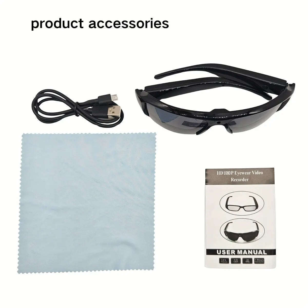 Smart Wearable Video Glasses for Outdoor Sports & Meetings - 1080P HD, 90-Min Battery Life, 75° Wide Angle, Includes 64GB Memory Card, for Spring WardBoyzPROShop