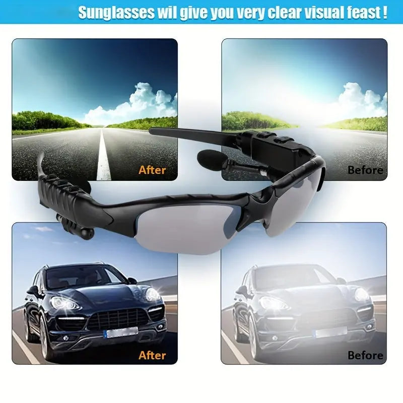 1pc UV Resistant Sport Glasses With Wireless Headset - Perfect For Cycling, Driving, Fishing, Travel And Outdoor Activities Wireless Glasses: Anti-Ray Stereo Music Headphones With Hands-Free Calling For All Cell Phones WardBoyzPROShop