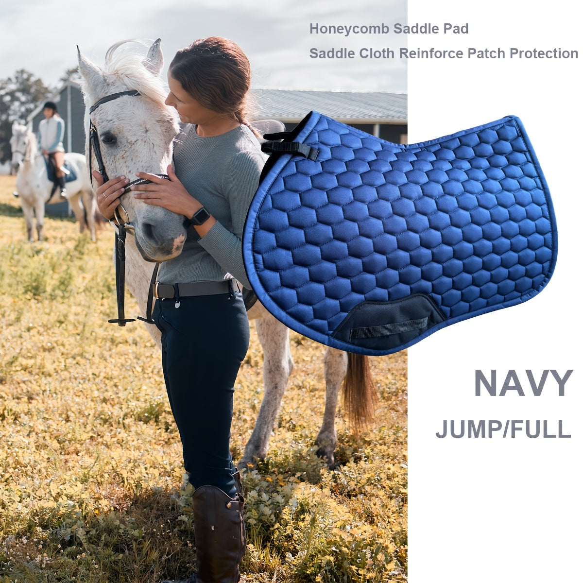 Premium Navy Blue Quilted Saddle Pad for Horses - Durable Polyester, Full & Jump Sizes with Reinforced Patch Protection, Ideal for Equestrian Activities, Horse Riding Gear|Naval Saddle Pad|Polyester Saddle Pad - WardBoyzPROShop