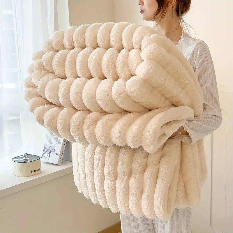 Luxurious Faux Rabbit Fur Throw Blanket - Soft, Warm & Cozy for Couch, Bed, Office, and Travel - Versatile All-Season Gift, Christmas present WardBoyzPROShop