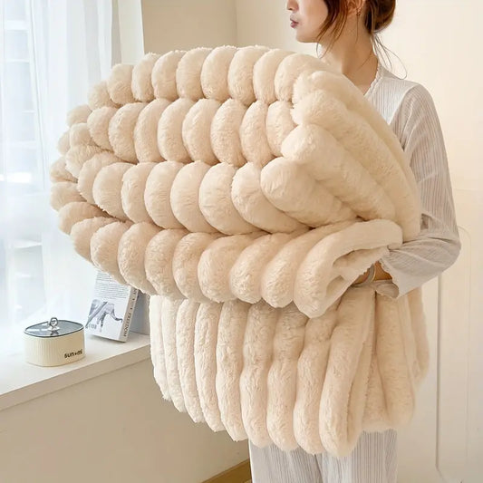 Luxurious Faux Rabbit Fur Throw Blanket - Soft, Warm & Cozy for Couch, Bed, Office, and Travel - Versatile All-Season Gift, Christmas present WardBoyzPROShop