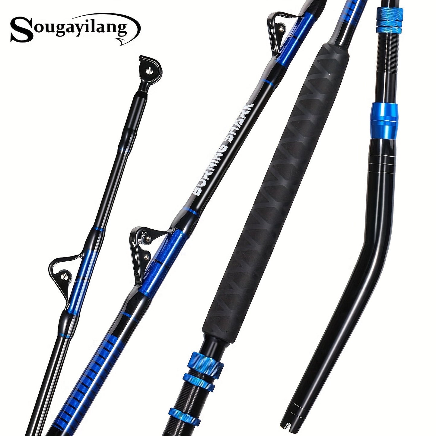Sougayilang Heavy-Duty Carbon Fiber Boat Fishing Rod - Blue, Ambidextrous Grip for Deep Sea & Trolling WardBoyzPROShop