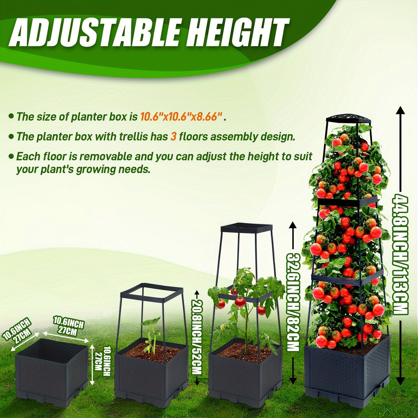 2 Pack 44.8Inch Tomato Planter Box With Trellis Self-Watering Tomato Cage With Trapezoidal Trellis Climbing Plants In Patio Garden Indoor Outdoor WardBoyzPROShop