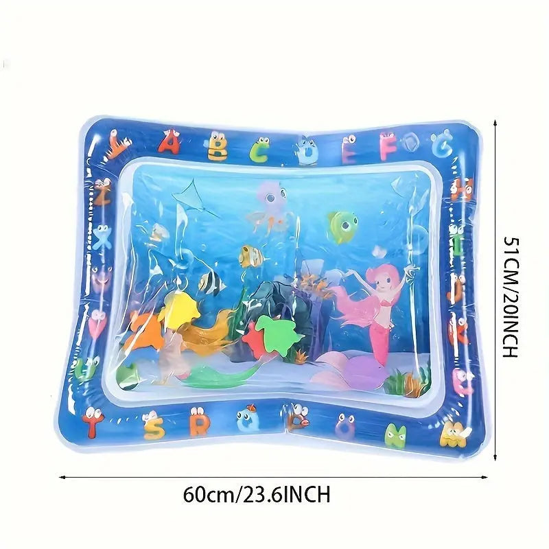 WELLFAR Inflatable Tummy Time Water Mat, Early Development PVC Activity Play Pad, Sensory Stimulation Toy for Babies 0-3 Years Old - Blue WardBoyzPROShop