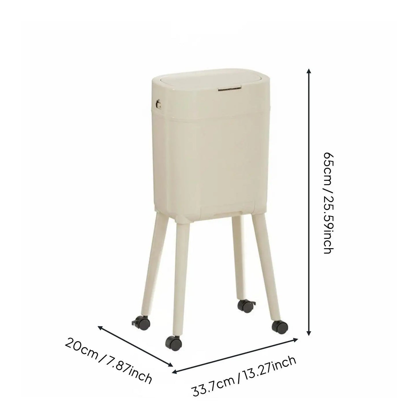 Tall Trash Can with Legs No-Bend Design Elevated Garbage Can on Wheels Rolling Waste Bin with Lid Large Capacity for Living Room