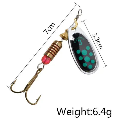 FISH KING 6 Color 0#-5# Spinner Bait With Treble Hooks 35647-BR Arttificial Bait Fishing Lure WardBoyzPROShop