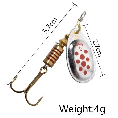 FISH KING 6 Color 0#-5# Spinner Bait With Treble Hooks 35647-BR Arttificial Bait Fishing Lure WardBoyzPROShop