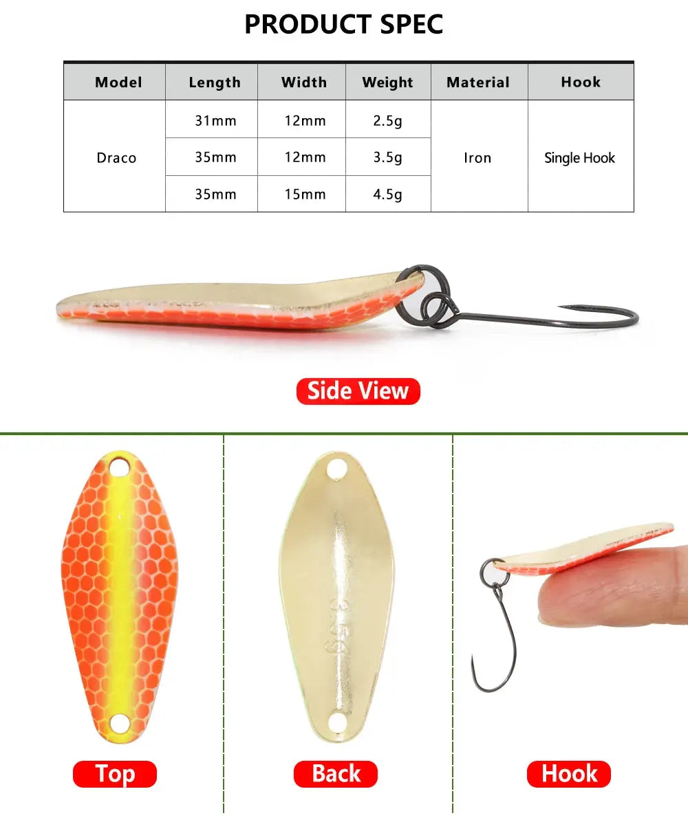 Jerry Draco Micro Spoon Trout Lures UL UV Colors Ultralight Fishing Tackle Freshwater Artificial Bait WardBoyzPROShop