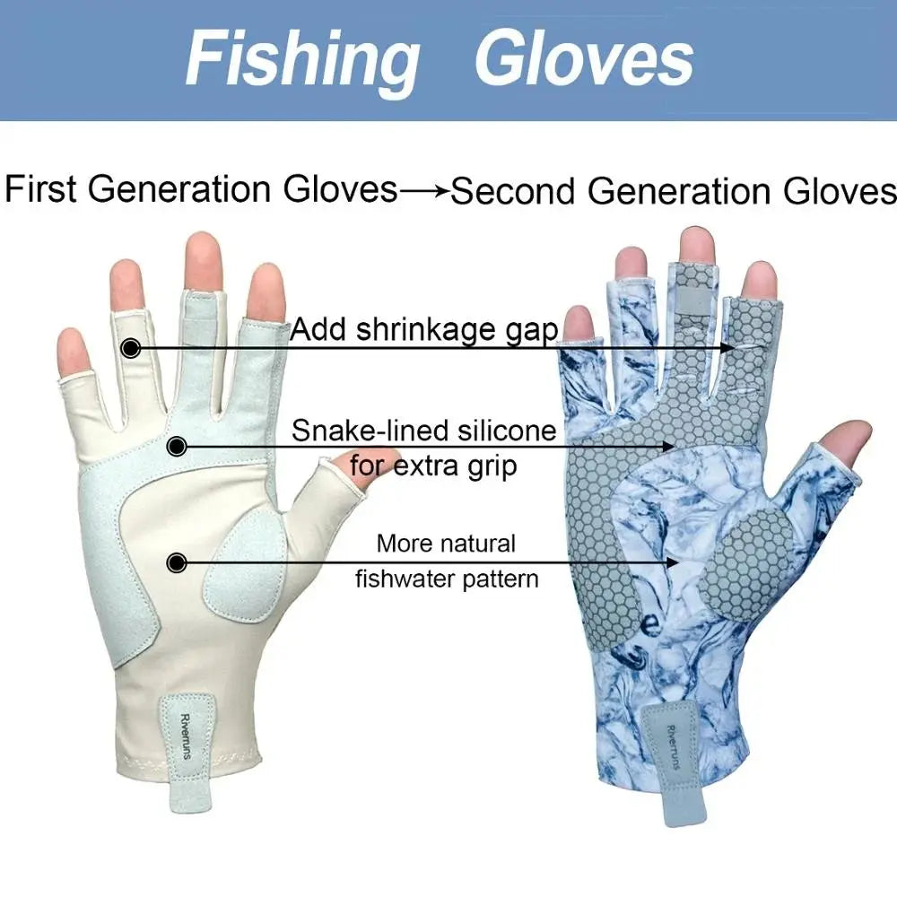 Riverruns Fingerless Fishing Gloves are designed for Men and Women Fishing, Boating, Kayaking, Hiking, Running, Cycling WardBoyzPROShop