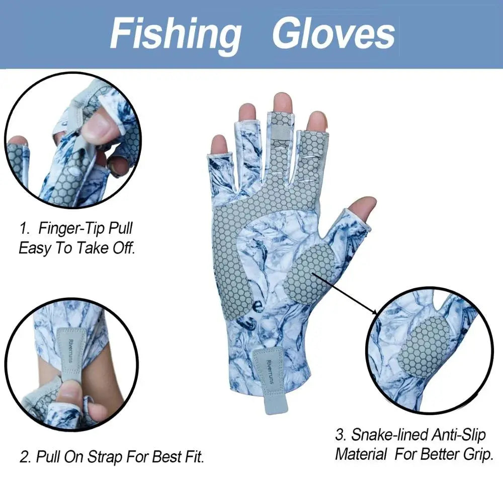 Riverruns Fingerless Fishing Gloves are designed for Men and Women Fishing, Boating, Kayaking, Hiking, Running, Cycling WardBoyzPROShop