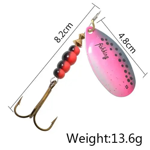 FISH KING 6 Color 0#-5# Spinner Bait With Treble Hooks 35647-BR Arttificial Bait Fishing Lure WardBoyzPROShop