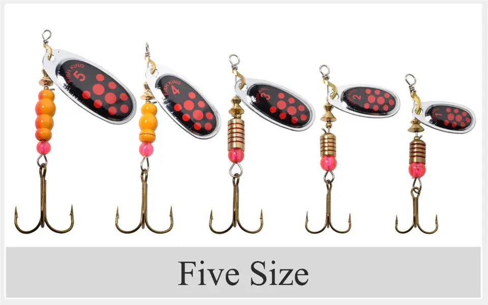 FISH KING 6 Color 0#-5# Spinner Bait With Treble Hooks 35647-BR Arttificial Bait Fishing Lure WardBoyzPROShop