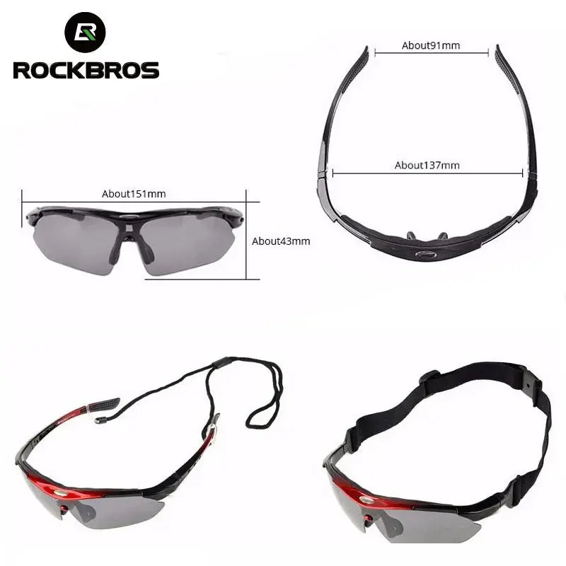 ROCKBROS Cycling Polarized glasses Bike Photochromic Outdoor Sports Sunglasses MTB PC Goggles Eyewear 5/3 Lens Bicycle Accessory WardBoyzPROShop