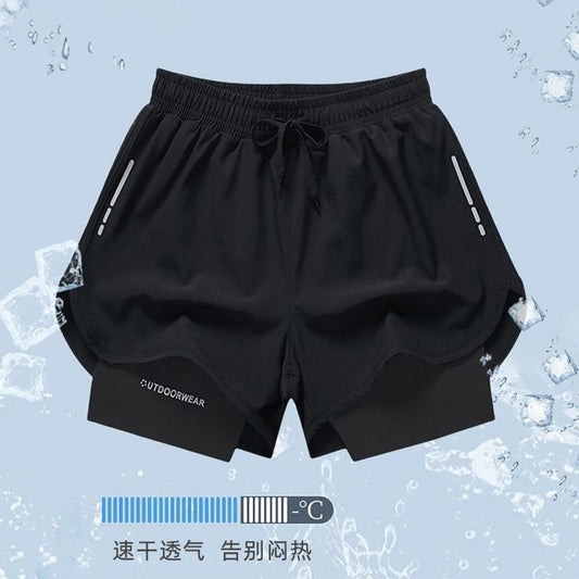 Men's Quick-Dry Large Size Breathable Boxer Beach Shorts Swimming Gear Sports Casual Loose High-Elasticity