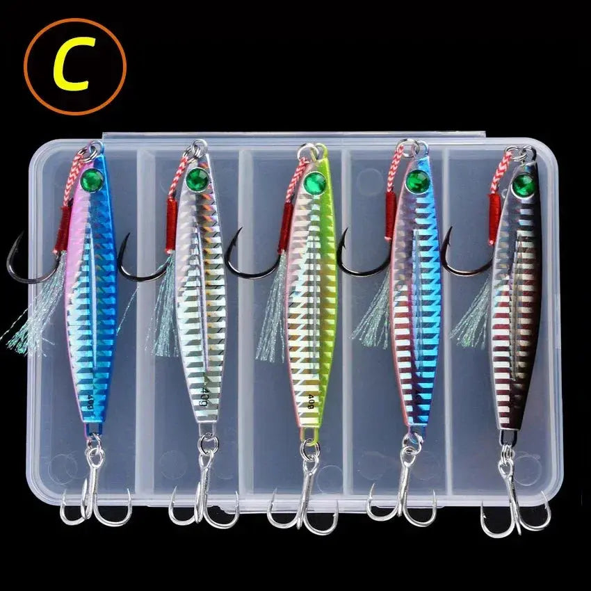 5pcs Metal Jig Fishing Lure Weights 10g-40g Trolling Hard Bait Bass Fishing Bait Tackle Trout Jigging Lure Jigs Saltwater Lures WardBoyzPROShop