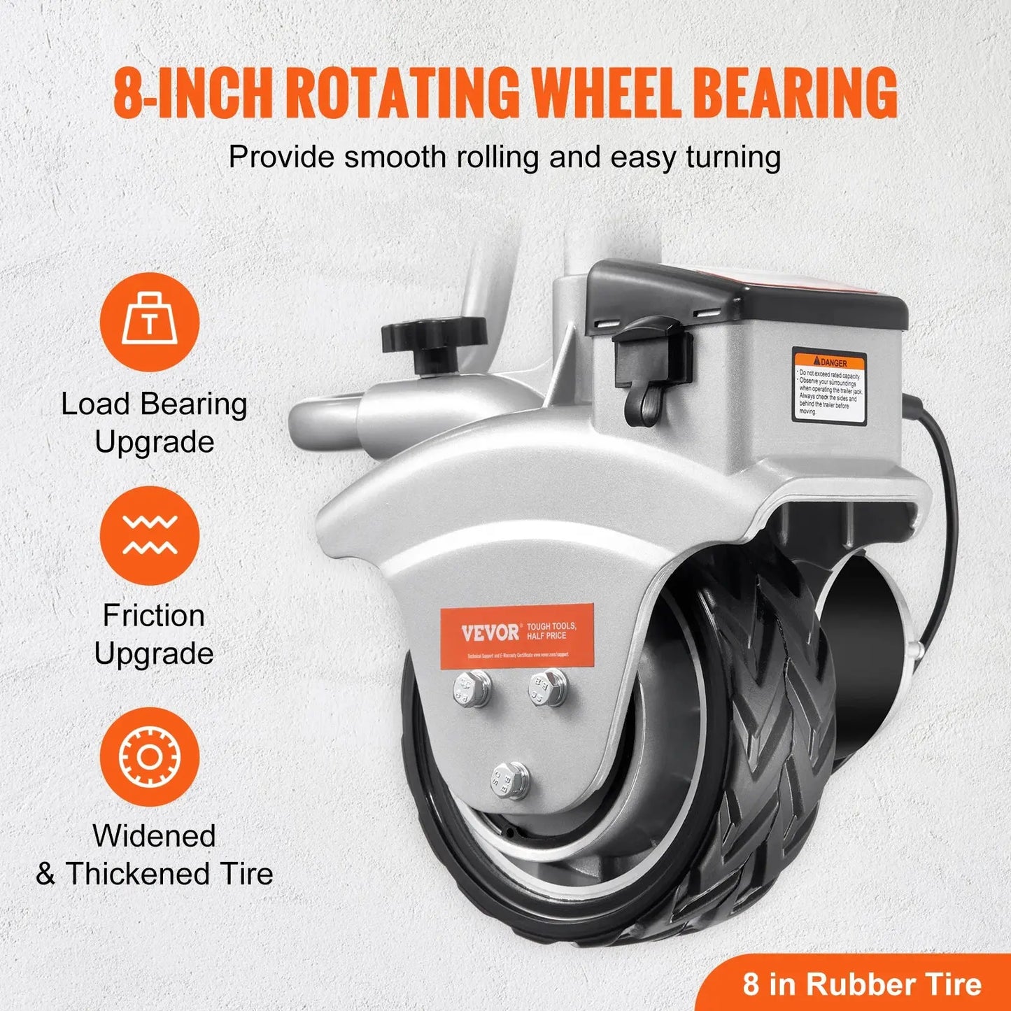 VEVOR 5000lbs Electric Trailer Dolly 12V Trailer Jockey Wheel with 22 ft/min Speed & Adjustable Height for Moving Caravan Boat WardBoyzPROShop