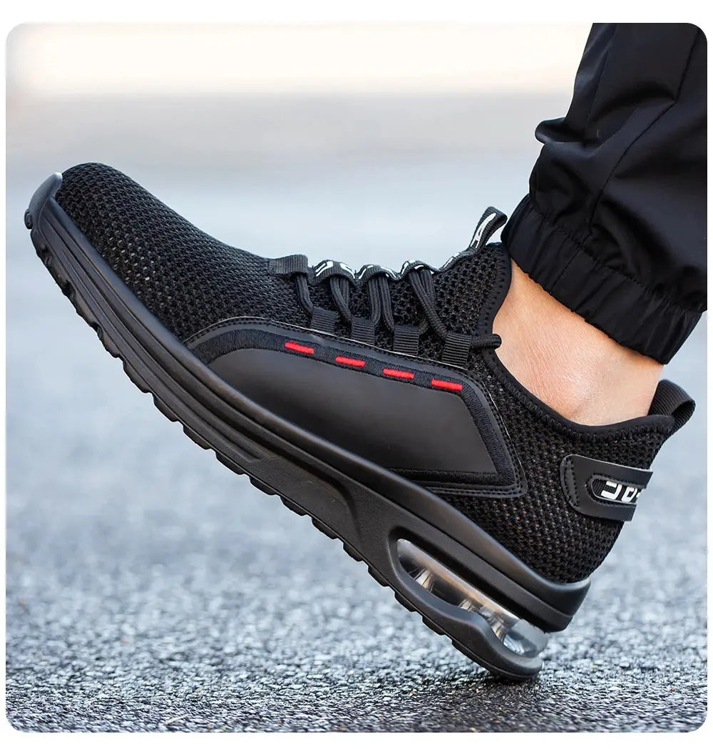 Men's Summer Mesh Safety Shoes Steel Toe Anti- Crush Breathable Lightweight Work Shoes Knitted Upper Kevlar Insertion Proof WardBoyzPROShop