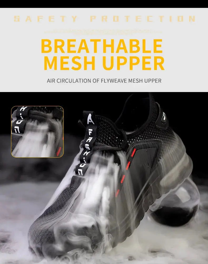 Lightweight Men's Safety Shoes Steel Toe Men's Work Shoes Slip Resistant Reinforced Shoes Man Fashion Breathable Sneaker WardBoyzPROShop