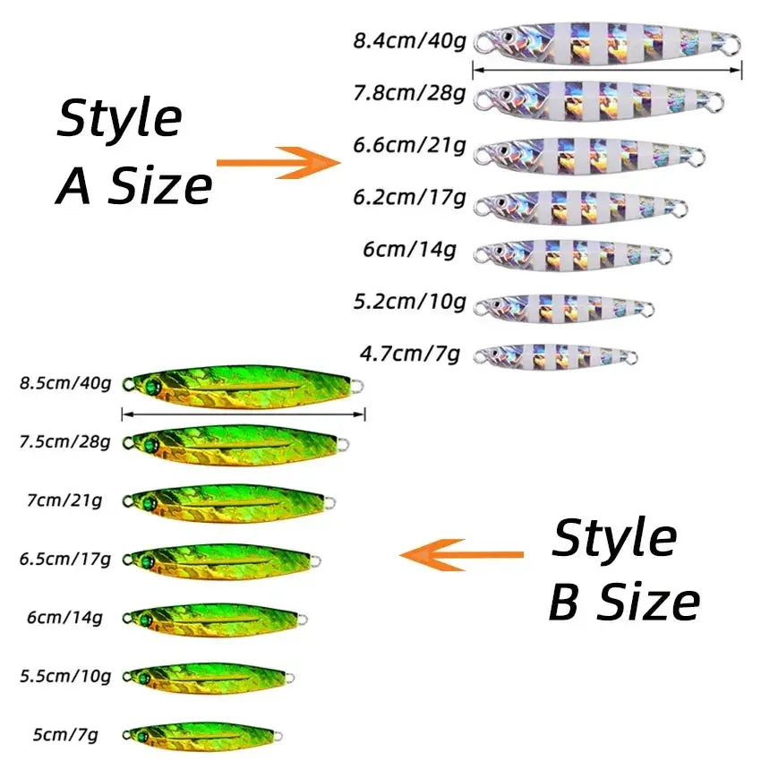 5pcs Metal Jig Fishing Lure Weights 10g-40g Trolling Hard Bait Bass Fishing Bait Tackle Trout Jigging Lure Jigs Saltwater Lures WardBoyzPROShop